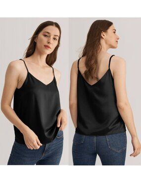 LilySilk V Neckline 100% Mulberry Silk Spaghetti Straps Cami Camisole S US 4-6